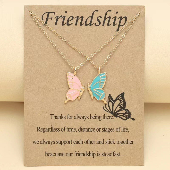 Wholesale Colorful Butterfly Friendship Pendant Necklace Set - Fashion Alloy Jewelry Accessory MOQ≥2