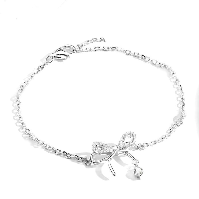 Wholesale Bow Bracelet Girl's Heart Small Fresh Diamond-encrusted Water Drop