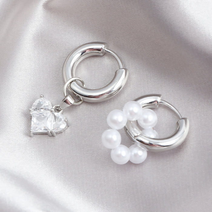 Wholesale double-ring dual-purpose luxury heart hoop earrings