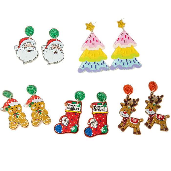Wholesale Cute Christmas Cartoon Acrylic Snowflake Earrings