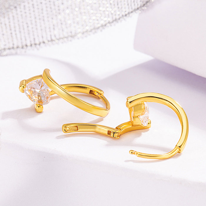 Wholesale Light luxury design sense, niche super sparkling zircon heart ear buckle, exquisite and versatile temperament earrings wholesale