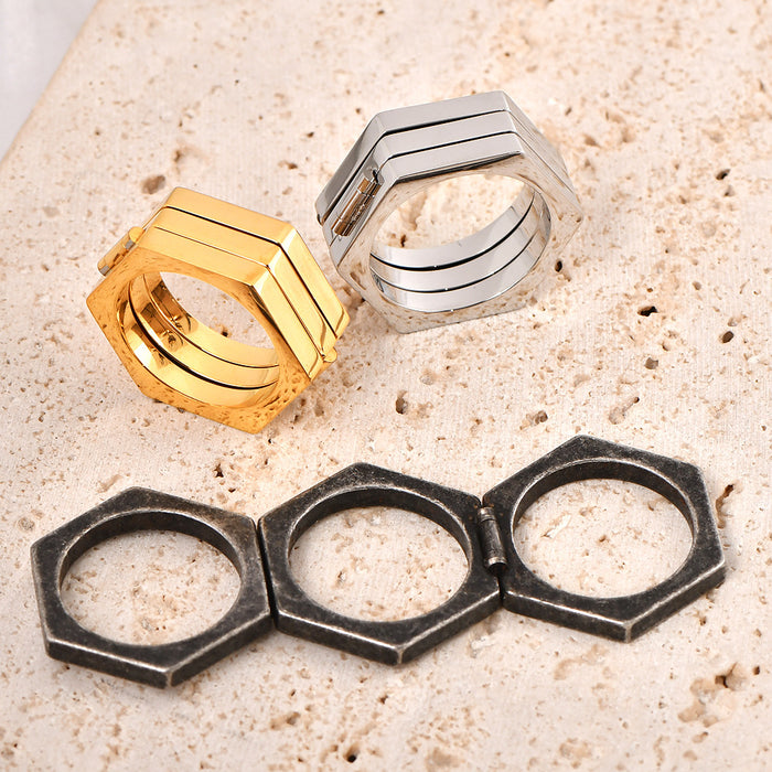 Wholesale Multi-Sided Simple Retro Style Titanium Steel Ring Men' s Ring