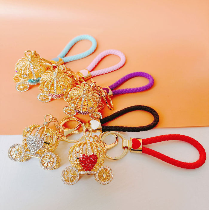 Wholesale Rhinestone Heart Pumpkin Zinc Alloy Keychain JDC-KC-ZhanLun012