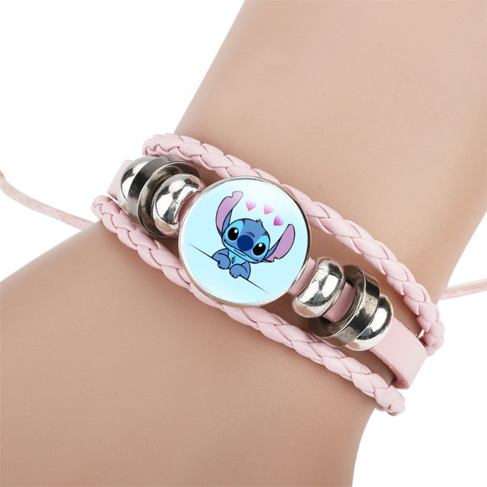 Wholesale Time Gemstone Pink Multi-layered Cowhide Bracelet JDC-BT-DMu001