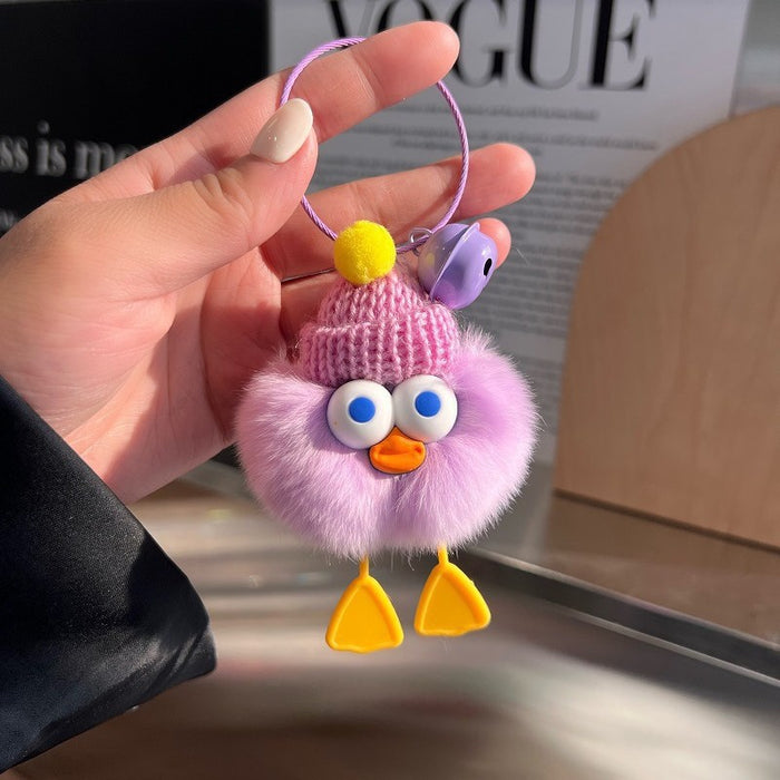Wholesale cute plush big-eyed duck pendant Keychains