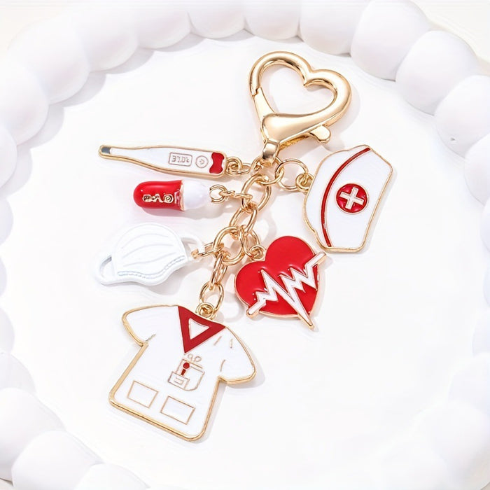 Wholesale Nurse set drip oil alloy keychain bag pendant