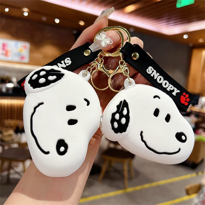 Wholesale 5pcs Cartoon Coin Purse Keychain White Dog Key Bag Pendant Men's and Women's Accessories
