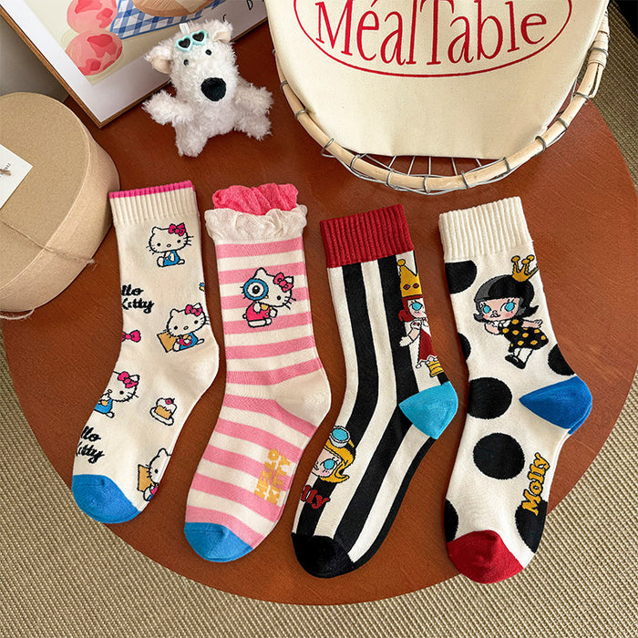 Wholesale Cute socks for women,  mid-calf socks,  cotton socks,  spring and autumn style,  personalized long socks