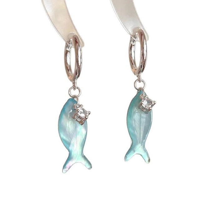 Wholesale "Self-swimming"  Lake Water Blue Small Fish Ear Buckle Spring and Summer Earrings