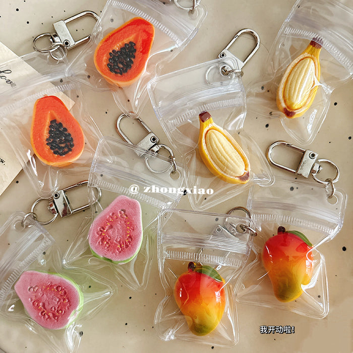 Wholesale Chic Assorted Fruit Resin Keychain Bag Charm For Backpack Purse Car Key Party Gift