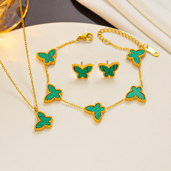 Wholesale Simple Butterfly Necklace Earrings Bracelet Set JDC-BT-Kucai010