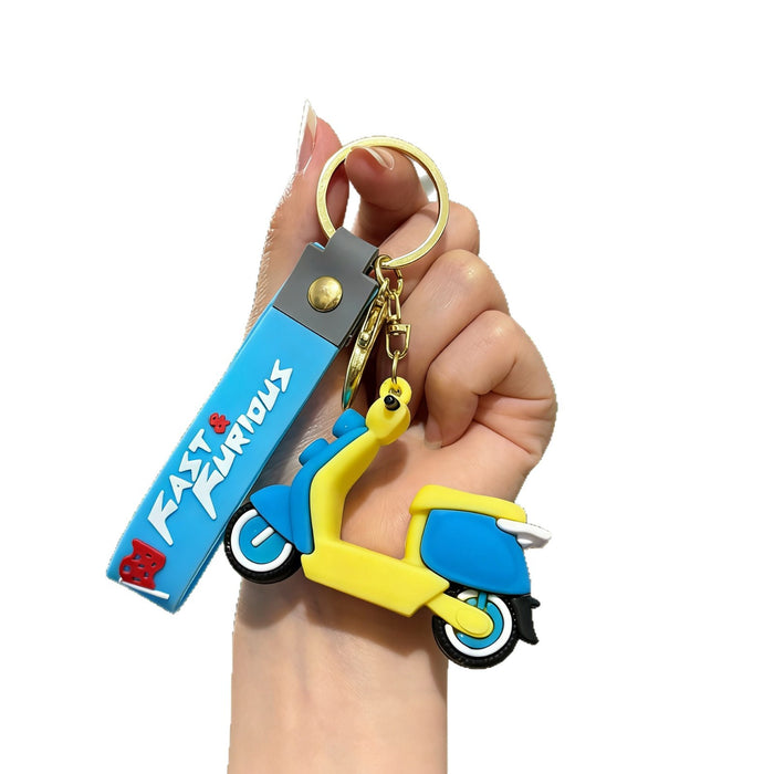 Wholesale Trendy Motorcycle Cartoon Silicone Keychain Decorative Accessory Wedding Gift