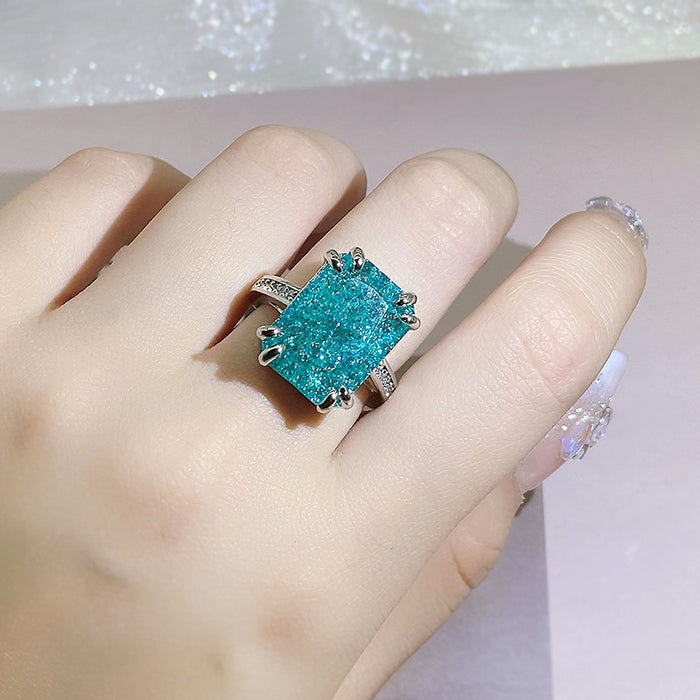 Wholesale Square Ice Flower Gemstone Ring JDC-RS-KangZhiyin002