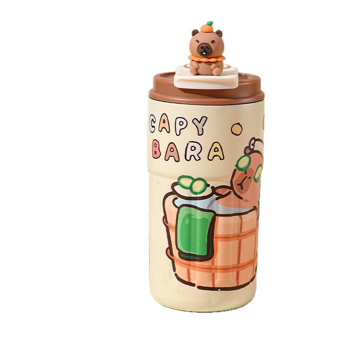 Wholesale Stainless steel thermos cup cartoon suction tube cup portable large capacity ice coffee cup