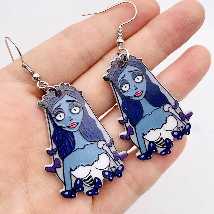 Wholesale Acrylic Earrings Ghost Bride Zombie Couple Earrings Valentine' s Day  Earrings Jewelry