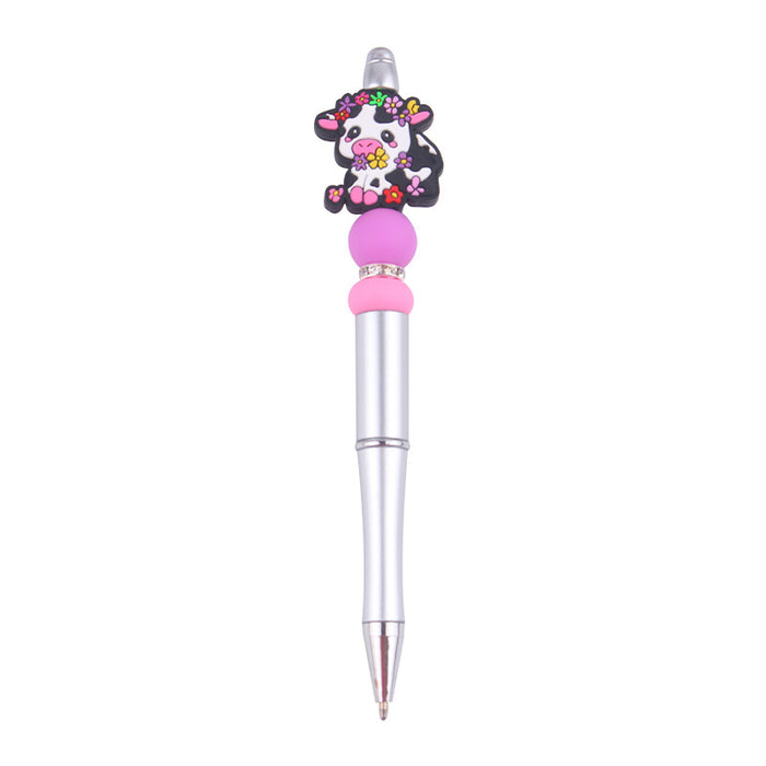 Wholesale Cartoon Cow Silicone Plastic Bead Pen JDC-PN-GuangTian006