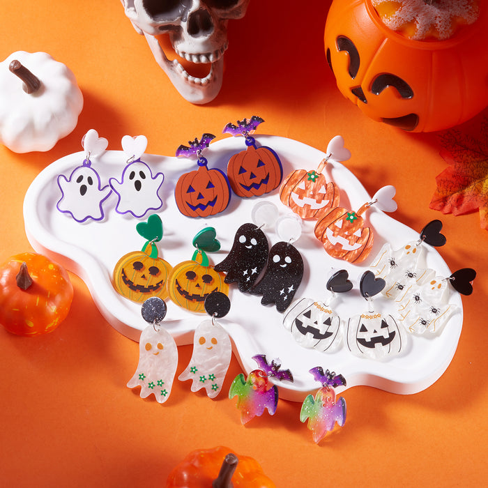 Wholesale Gothic  earrings funny horror atmosphere ghost pumpkin plate ear hook jewelry