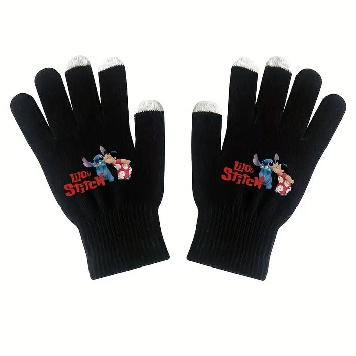 Wholesale Anime-themed Cartoon Printed Knitted Warm Cycling Touchscreen Gloves