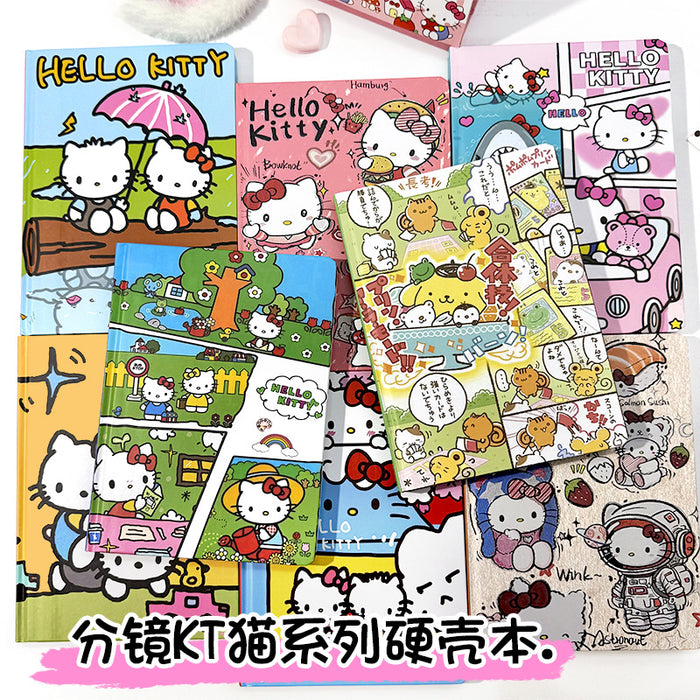 Wholesale 5pcs split mirror cat series color page hard cover cartoon  notebook hand account diary