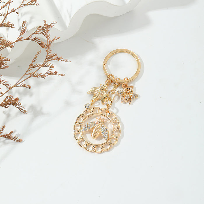 Wholesale Little Bee Alloy Dot Diamond Keychain JDC-KC-QiangF001