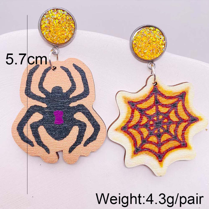Wholesale  Earrings Pumpkin Skull  Web Wooden Earrings