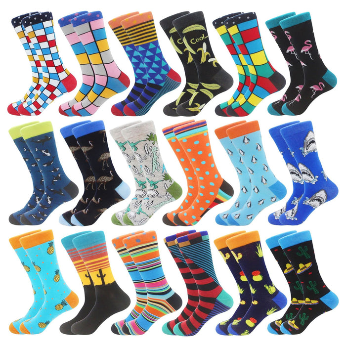 Wholesale Spring Autumn Winter Fashion Men's Middle Tube Jacquard Socks Trendy Cartoon Animal Food Geometric Stripes JDC-SK-CG004