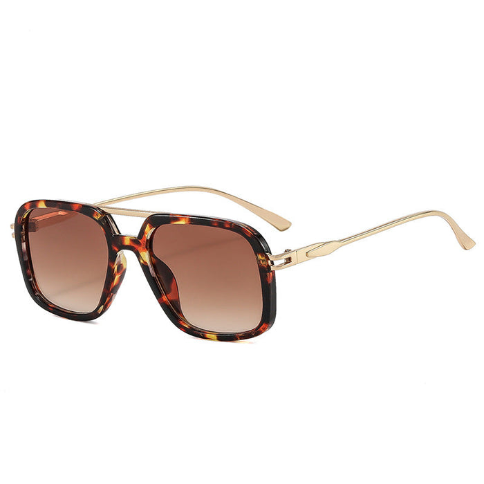 Wholesale Chic Retro Double Bridge Sunglasses for Women UV400 Large Frame Black Gray Sun Protection Fashion Accessory