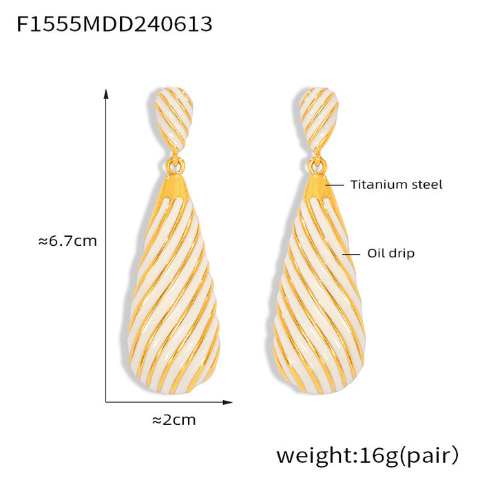 Wholesale Water Drop Shape Weight Glaze Titanium Steel Earrings JDC-ES-MiLi004