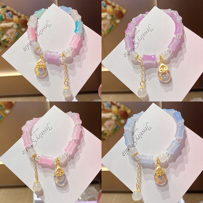Wholesale Bamboo Joint Design Imitation Jade Peace Buckle Bracelet MOQ≥3