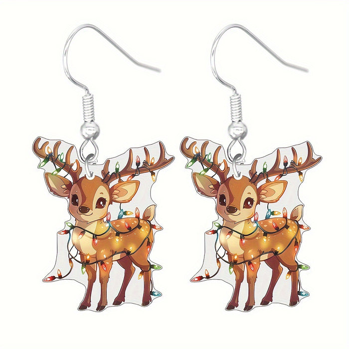 Wholesale Christmas Cartoon Earrings Cute Acrylic Pendant  Gingerbread and Animal Pattern Holiday Supplies