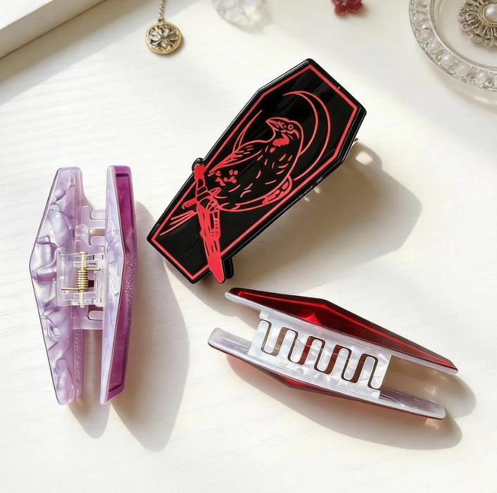 Wholesale  Gothic Punk Coffin Hair Claw Clip PVC Decorative Hair Accessory Party Gift Boutique Resale