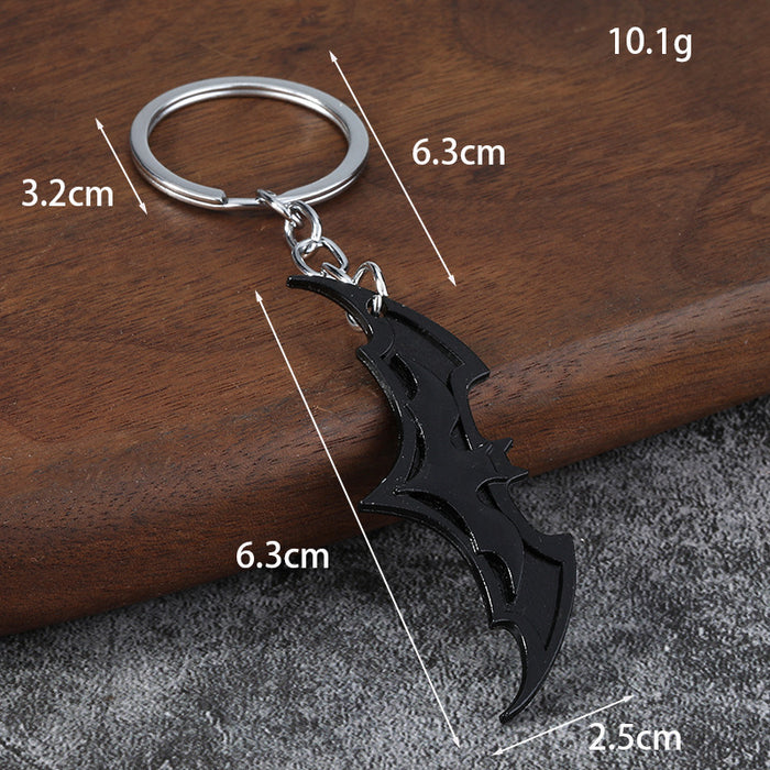 Wholesale Stylish Bat Shaped Movie Themed Keychain Zinc Alloy Black Pendant Gift Car Key Accessory  Party Favor