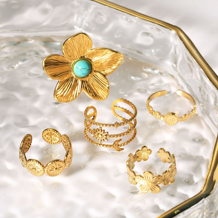Wholesale Turquoise Personalized Stainless Steel Adjustable Rings
