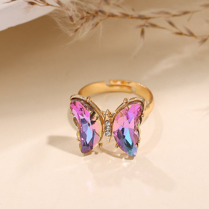 Wholesale Trendy Butterfly Jewelry Set Earrings Necklace Ring Alloy Fashion Accessory