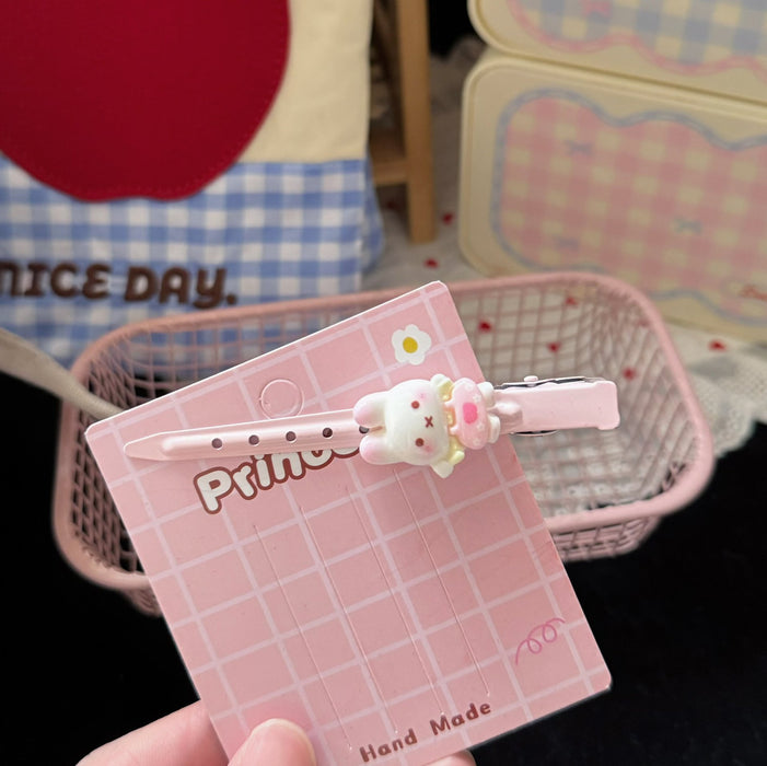 Wholesale Resin Bunny Duckbill Hair Clip Cute Kawaii Pink Barrette For Girls Stylish Hair Accessory Boutique Resale