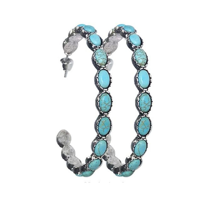 Wholesale Vintage turquoise large circle C-shaped turquoise earrings