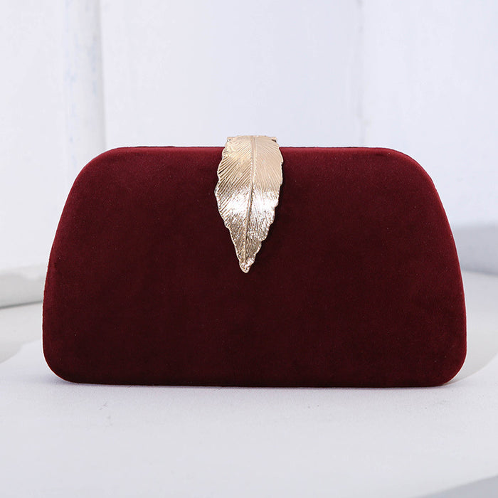 Wholesale New Fashionable Temperament Dinner Bag Velvet Metal Leaf Dress Paired with Banquet Handbag Small Square Bag for Women JDC-HB-MM006