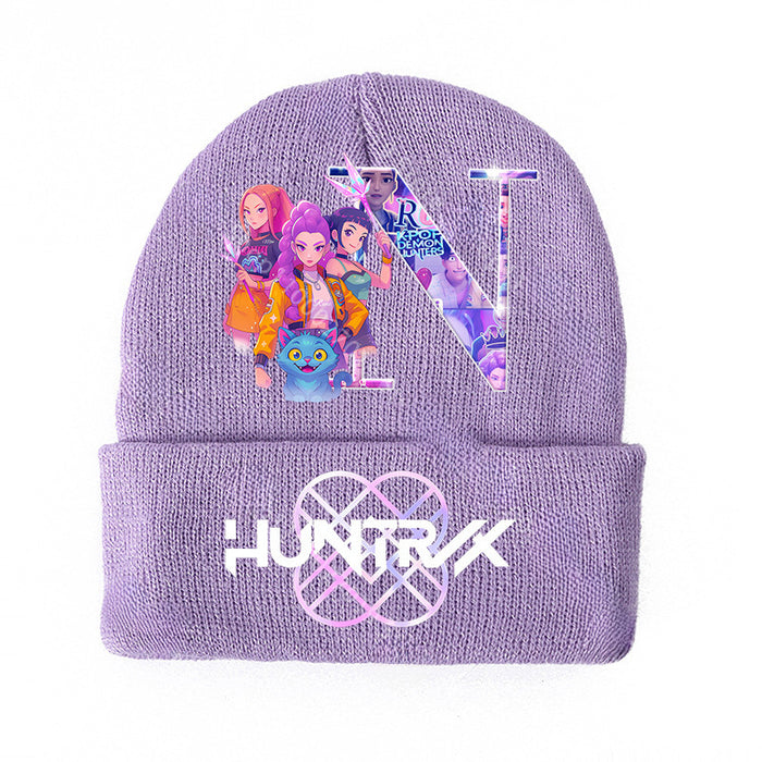 Wholesale KPOP Knitted Cartoon Letter Print hat