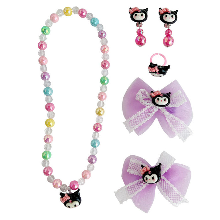 Wholesale Children's Sanrio Jewelry Gift Box Set Little Girl Necklace Ring Baby Hair Accessories Earrings Girls Hairpin Accessories JDC-NE-Zaix001