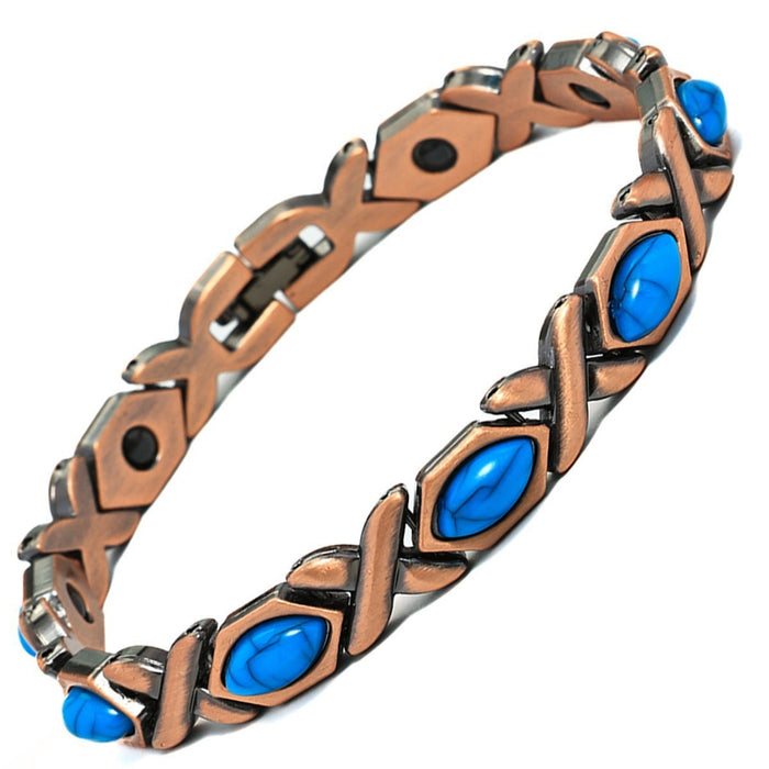 Wholesale Turquoise Magnet Bracelet Antique Red Copper Brushed Retro Bracelet