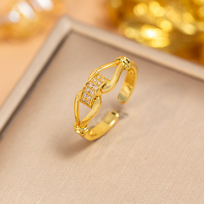 Wholesale Vintage Gold Plated Geometric Hollow Out Ring Adjustable Jewelry Accessory MOQ≥2