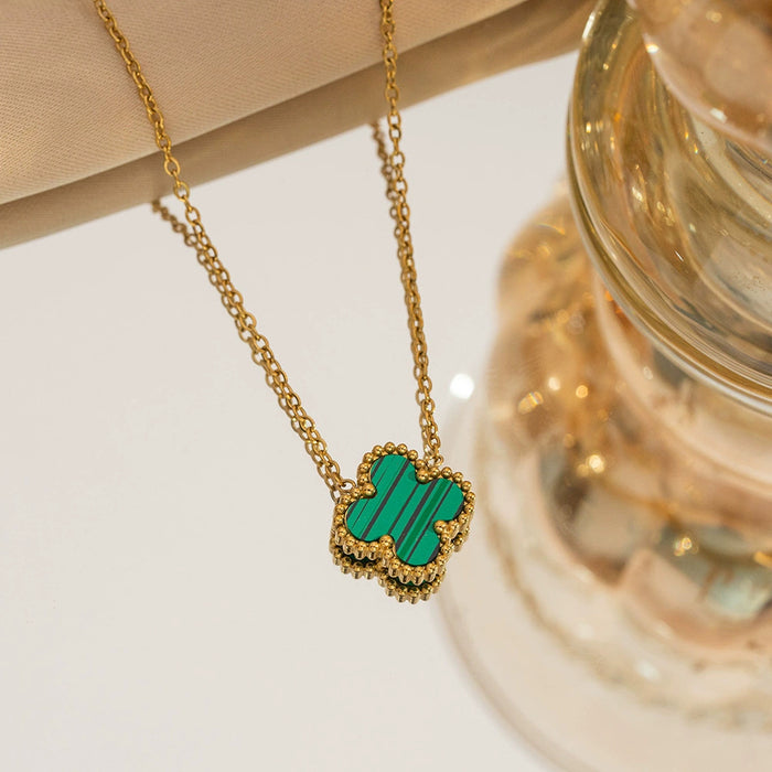 Wholesale Stainless Steel Double-Sided Four-Leaf Clover Necklace Women Titanium Steel