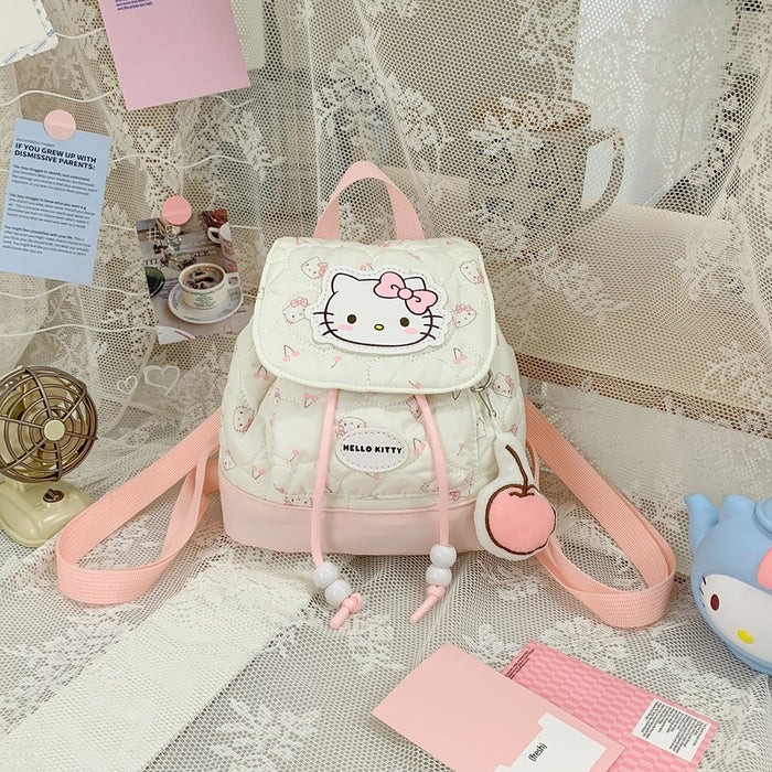 Wholesale Sweet and cute bow-knot cat print flap backpack