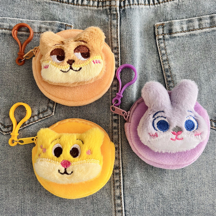 Wholesale Cute Cartoon Plush Portable Round Wallet