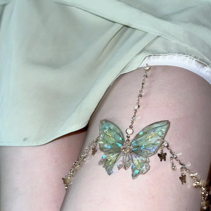 Wholesale Lace butterfly tassel leg chain, niche body chain, personalized accessory
