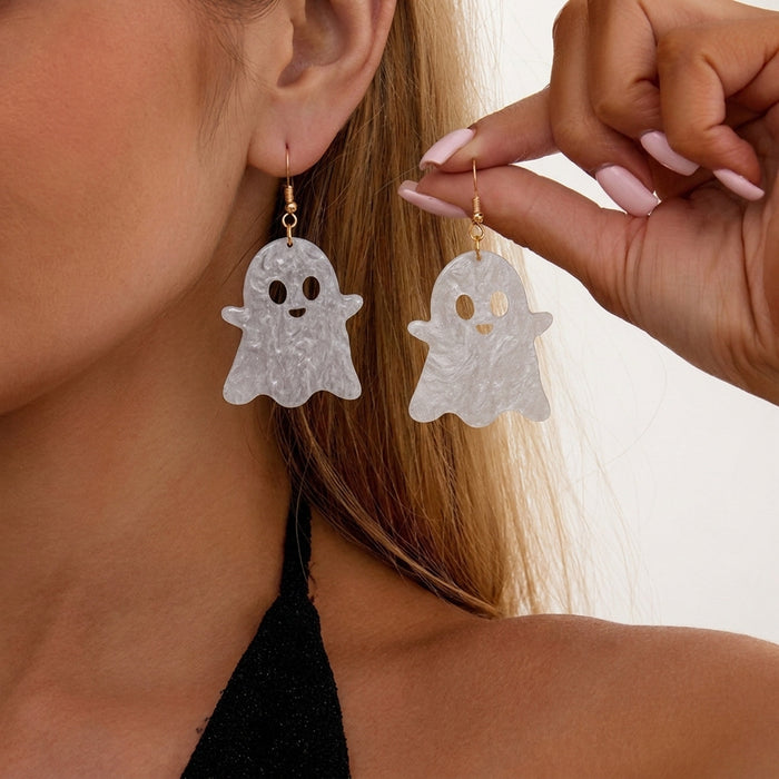 Wholesale Acrylic Ear Studs Cartoon White Skull Ghost Design Party Jewelry