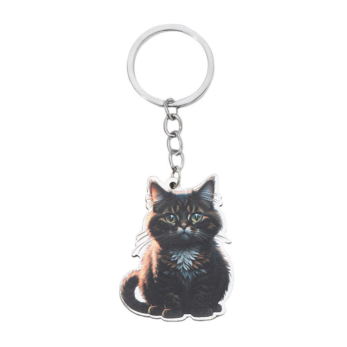 Wholesale Cartoon Kitten Wooden Keychain JDC-KC-RongRui003