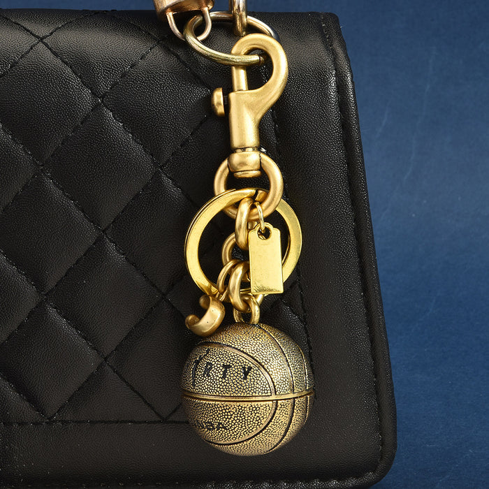 Wholesale Retro Distressed Basketball Keychain Alloy Bag Charm Stylish