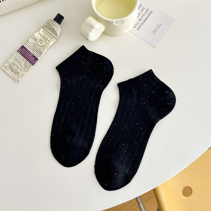 Wholesale Ultra thin mesh breathable retro dot yarn boat socks