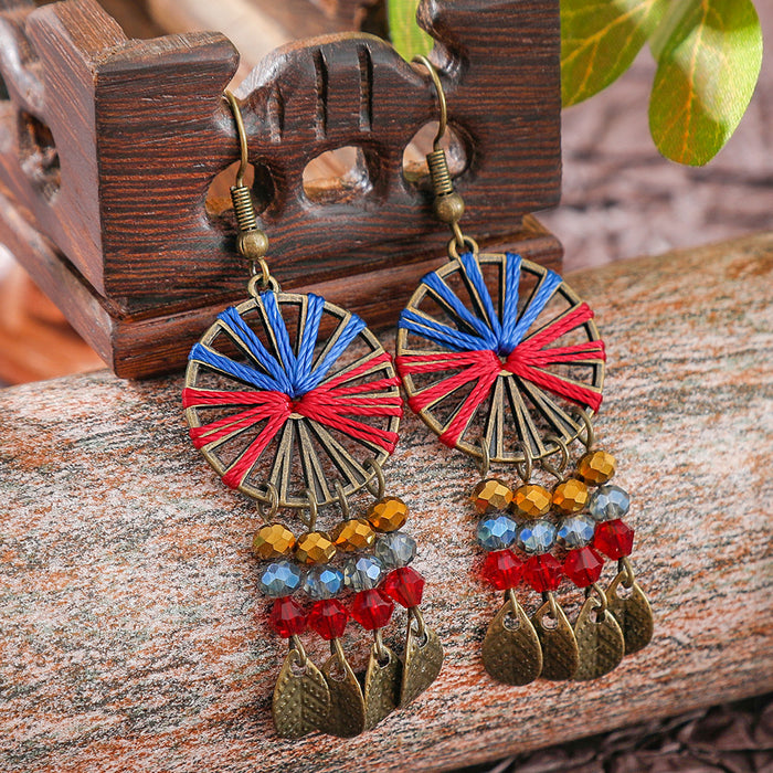 Wholesale 2pcs Bohemian Vintage Flower Tassel Elegant Earrings
